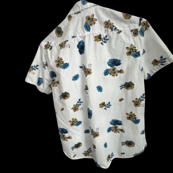 Cactus Man Cotton Summer Shirt Floral White and Green by Ricky Singh Size M - Picture 4 of 7